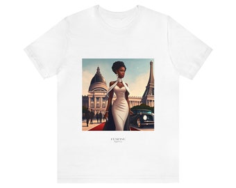 Tshirt unisexe en jersey a manches courtes Design elegant femme noire à Paris